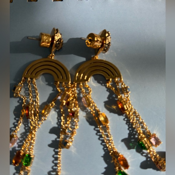 Kurt Geiger Gold Rainbow Drop Earrings - Picture 6 of 6